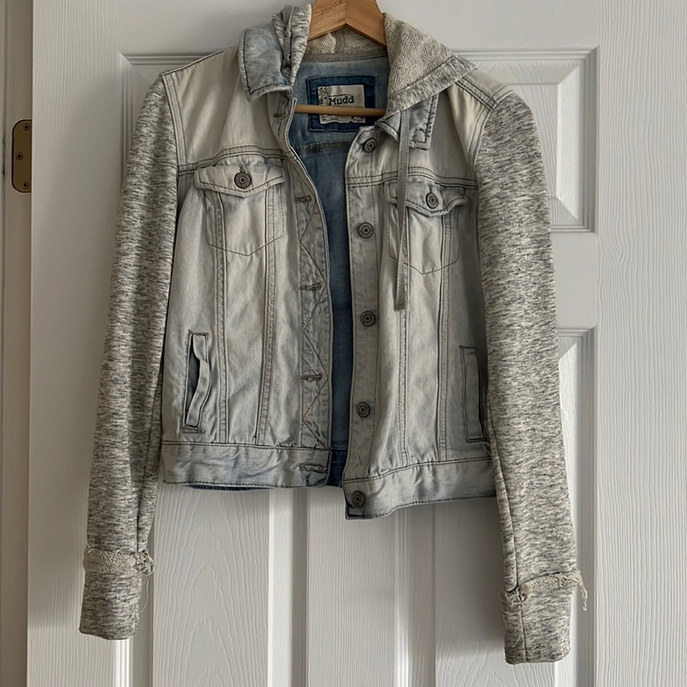 Mudd Hooded Mock Vest Jean Jacket - S